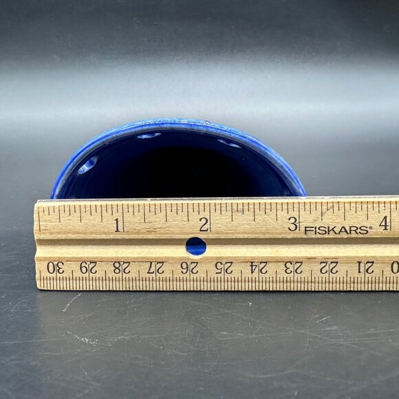 Art Pottery Wall Pocket Vase Blue Heart Cutouts Signed Handcrafted Hanging - Picture 10 of 11